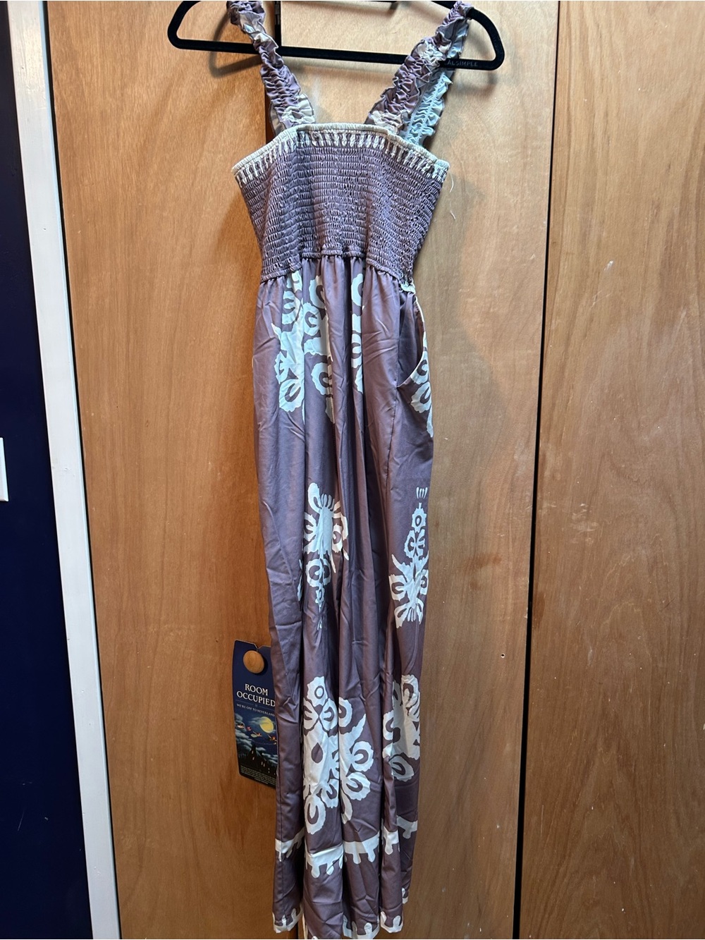 Smocked Brown Floral Maxi Dress - Unbranded